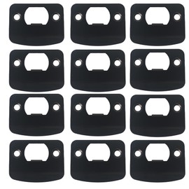 12-Piece Door Strike Plate Kit, Black Stainless Steel Deadbolt Covers & Reinforcement, Full Lip Round Corner, Fits Standard Wooden Doors & Locks (Rounded)
