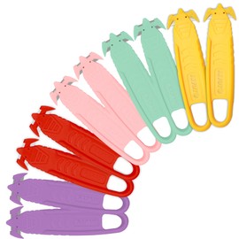 Safety Box Cutter, T TOVIA SK2 Stainless Steel Concealed Blade Package Opener with Tape Splitter for Cartons, Cardboard, Wrap, Straps, Film (10 Pcs - Assorted Colors)