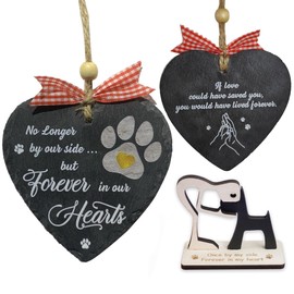 Pet Stone Memorial Paw Print Ornament - Remembrance Sympathy Gift for Loss of Dog or Cat - Christmas Bereavement Keepsake, Xmas Tree Hanging Decor, Garden Memory Present for Pet Lovers P-ST-M9