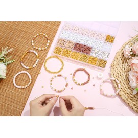 DUQGUHO Clay Beads Kit Pink Beads for Bracelets Friendship Bracelet 6mm Beads 3340 Pcs, Charms for Jewelry Making 6mm Beads for Adults Women