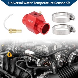 Partuto 12V/24V Universal Water Temp Sensor Kit, 1/8"NPT 1.10" Red Adapter 160'F on - 145'F Off for Automotive Radiator & Engine Cooling
