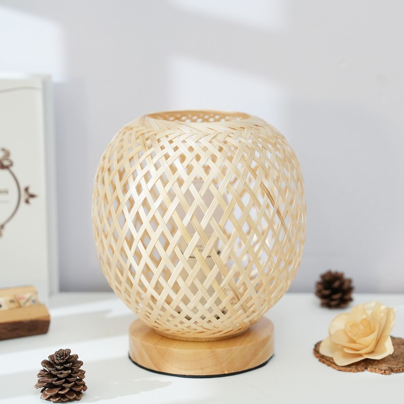 Bedside Lamp Bedroom Cosy Bamboo Woven Lamp Warm Light Night