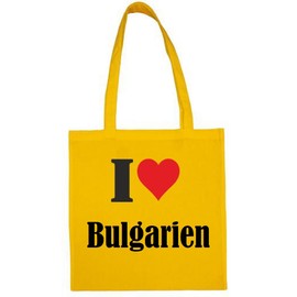 I Love Bulgaria Shopping Bag School Bags Gym Bag 38 x 42 cm in Pink White Beige Red Blue Green Grey Yellow, yellow