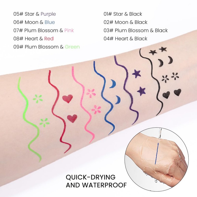 evpct 1Pcs Blue Colored Winged Eyeliners Stamp, Blue Moon Face
