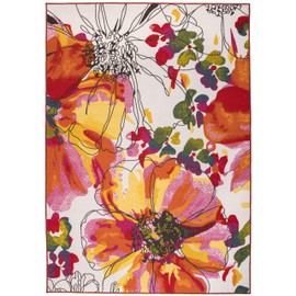 Rugshop Modern Bright Flowers Non-Slip (Non-Skid) Area Rug 5 X 7 (5' 3" X 7' 3") Multi