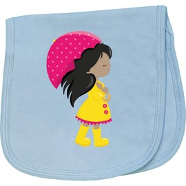 inktastic African American Girl, Girl in Raincoat, Umbrella Baby Burp Cloth Light Blue 460a7
