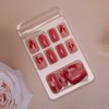 Red Press on Nails Short Square Fake Nails Heart Acrylic
