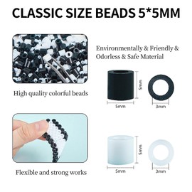 Tcthbc Fuse Beads Black and White, Bundle of 6000pcs Black Melty Beads and 6000pcs White Melty Beads, Compatible Perler Beads Hama Beads, 2 Pack