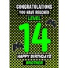 Brother 14th Birthday Card (Level Up Gamer)