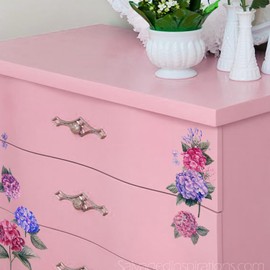 Neukids rub on transfers for Crafts, UV DTF Transfer Stickers Pink Purple Hydrangea, Art Decals for Bedroom Living Room Furniture Bookcase Table Wardrobe Desk Decoration