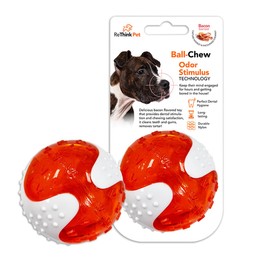 ReThink Pet Chew Ball for Dogs, Bacon Scented Durable Dog Ball Toy, Long-Lasting & Tough Dog Balls for Oral Health, Odor Stimulating Dog Toys for Aggressive Chewers