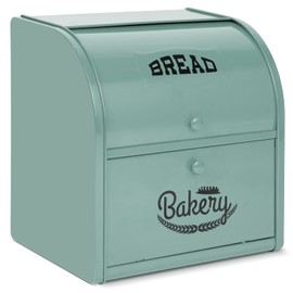 Pitmoly Stainless Steel Bread Box, 2 Layer Roll Top Bread Boxes, Large Capacity Food Storage Container for Kitchen Counter, Metal Bread Bin, Bread Holder for Countertop 11.8" x 9.6" x 12.8" (Green)