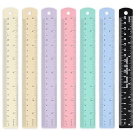 BAYTORY 7 reglas de aluminio, regla multicolor a granel, regla de metal de 20 cm y 8 pulgadas para estudiantes y profesores (8 pulgadas y 20 cm)