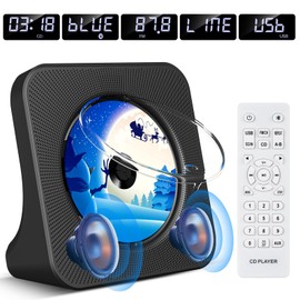 KOVCDVI CD Player for Home Desktop CD Player with Speakers CD Players Bluetooth 5.0 with Remote Control Dust Cover Display FM Radio Timer USB AUX Headphone Port Black