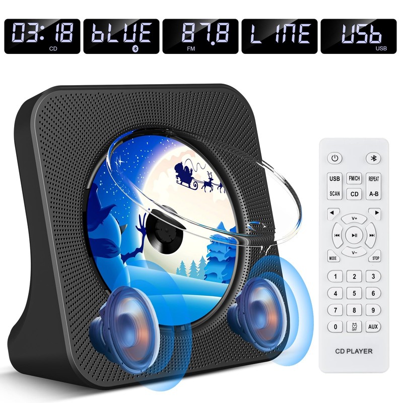 KOVCDVI CD Player for Home Desktop CD Player with Speakers
