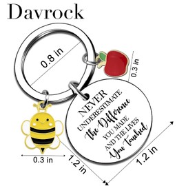 Teacher Appreciation Gifts Thank You Gifts Teacher Gifts for Teachers Women Difference Maker Gift Keychains for Women Best Teacher Gifts From Student Teacher Retirement Gifts Bee Keychain