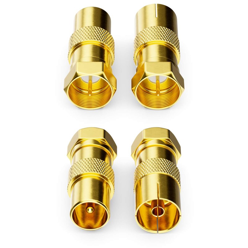 deleyCON Set of 8 SAT Cable Adapters - F-Connector to