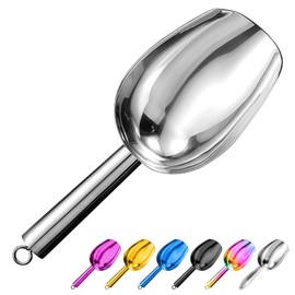 Metal Ice Scoop 3 Oz, Small Stainless Steel Ice scooper for Ice Maker Ice Bucket Kitchen Freezer Bar Party Wedding, Multipurpose for Coffee Bean,Flour Scoop,Dog Food Scoop (3 OZ-Silver)