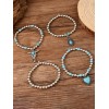 Unbranded Turquoise & Silver Western Stack Bracelets with Heart, Steer,