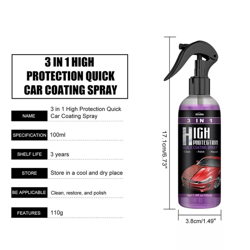 3x100ML High Protection Quick Car Coating Spray, High Protection 3