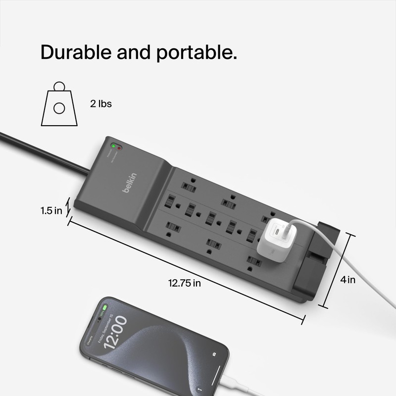 Belkin Surge Protector Power Strip w/ 12 AC Outlets &