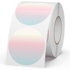 YIKIADA Red Gradient Thermal Labels Vinyl 2 Inch Self-Adhesive Circle Stickers Roll Waterproof Printable Round Decals Name Tag for QR Code DIY Office Address 500 PCS