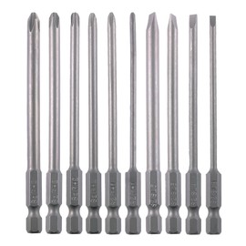 VESTTIO Long Screwdriver Bit Set Slotted SL3 SL4 SL5 SL6 Phillips PH1 PH2 10PCS 1/4 Inch Hex Shank 4 Inch/100 mm Length S2 Steel with Magnetic for Power Screwdriver Drill Impact Driver