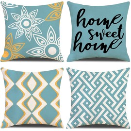 MIMIOAHZ Pack of 4 Cushion Covers 45x45 cm, Decorative Cotton Linen Square Throw Pillow Cover for Living Room Bedroom Couch Sofa Chair Outdoor Pillow Cases