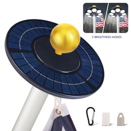 PPQ Solar Flagpole LED Light,Black 160 LED Ultra Bright Flag Pole Light for 15-25 Ft Poles,Solar Powered Waterproof Lighting on Outdoor Pole Top,10-15 Hour Dusk to Dawn Auto On/Off