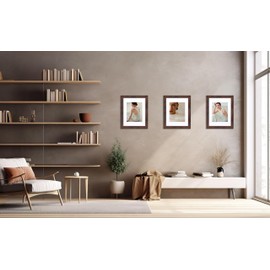 Hogaryo 11x14 Picture Frames Brown, Display Picture 8x10 with Mat, 2 Set Photo Frames for Wall Mounting Home Decor