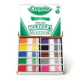 Crayola Non-Washable Classpack Markers, Fine Point, Ten Assorted Colors, 200/Box