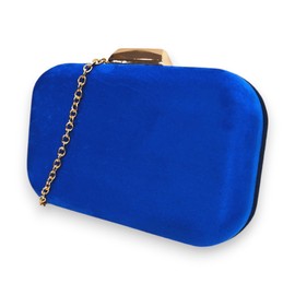 UShopUK Faux Suede Hard Compact Case Bridal Prom Wedding Evening Clutch Party Purse Hand Bag (Navy & Royal Blue)