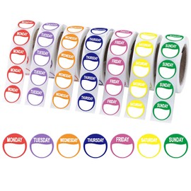 Days of The Week Stickers, 3500 Pcs Day Dots Food Labels Kitchen Date Stickers Label for Food Labeling Catering Full Week Days Dot 7 Roll