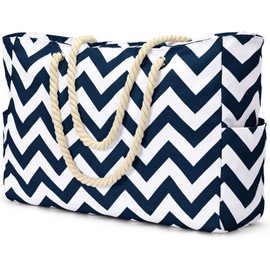 Becokan Beach Bag Large Beach Tote Bag for Women Waterproof Sandproof Swim Pool Bag With Zipper