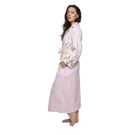 HOC Women's Vine Embroidered Shawl Collar Chenille Robe (as1, alpha, m, regular, regular, Baby Pink)