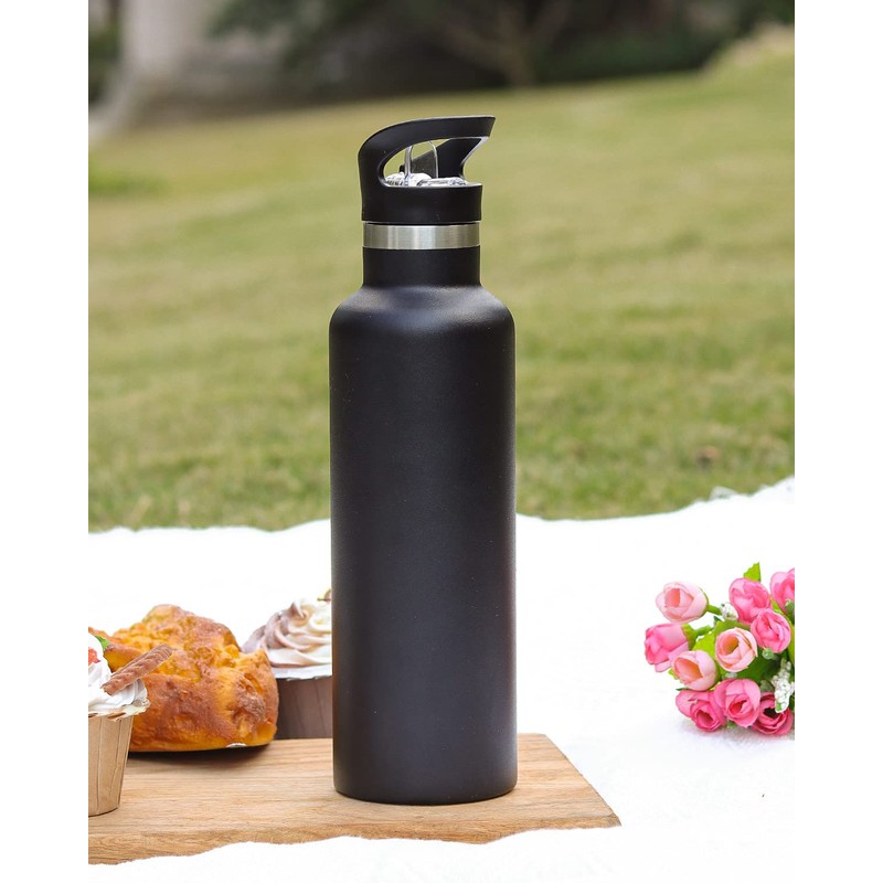 Sivaphe Insulated Water Bottle with Straw and 2 Lids Stainless