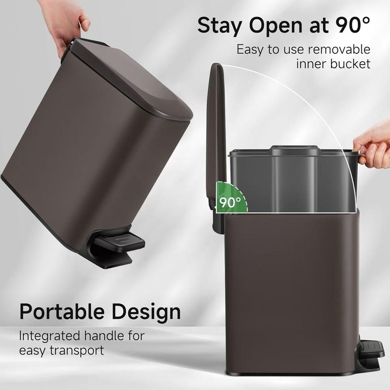 TIPGO Slim Bathroom Trash Can with Lid Soft Close, Step