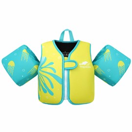 Gogokids Kids Swim Vest Arm Bands, Toddlers Swimming Float Jacket with Two Armbands Children Swimming Buoyancy Flotation for 2-3 Years/15-19 KG Perfect for Pool, Swim Lesson, Beach and Water Party