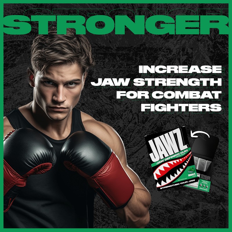 Jawz Gum Jawline Chewing Gum, 4 Pack Box, Mint, Face