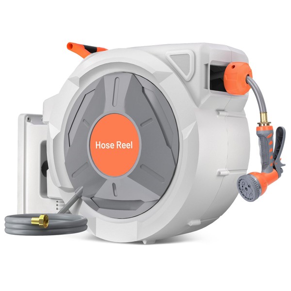 Retractable Garden Hose Reel, 5/8 in x 100 Ft Wall