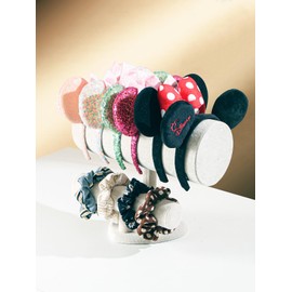 Justsoso Headband Holder Organizer, Scrunchie Hairband Stand Display, Multi-use Hair Hoop Accessories Bracelet Jewelry Storage for Women Girls (Grey Beige Velvet)