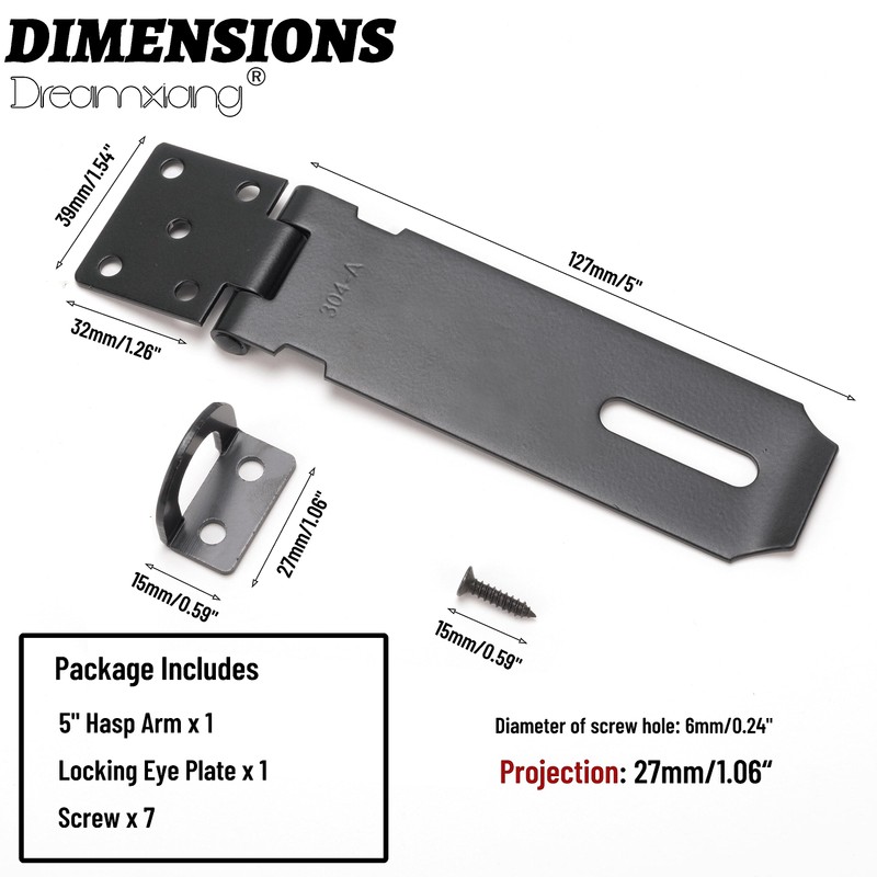 5"Heavy Duty Door Lock Hasp Latch-1 Pack