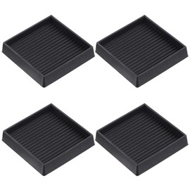 Keadic Non-Slip Rubber Caster Cups Assortment Set, Round and Square Anti Slide Leg Coasters Floor Protector Furniture Pads for Piano Sofa Bed Chair Couch Stoppers (3 * 3 Inches, Square-Black)