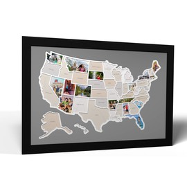 50 States USA Photo Map - Frame Optional - Made in America (Driftwood, Without Frame)