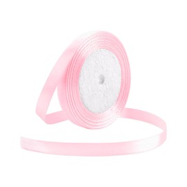 25 Yard Satin Ribbon Roll, 3/8 Inch Fabric Ribbon for Craft Bows Rose Bouquet, Holiday Gift Wrapping, Party Decoration (Pink)