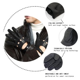 ZLUXURQ Mens Italian Design Soft And Thin Excellent Lambskin Leather Touchscreen Black Driving Gloves