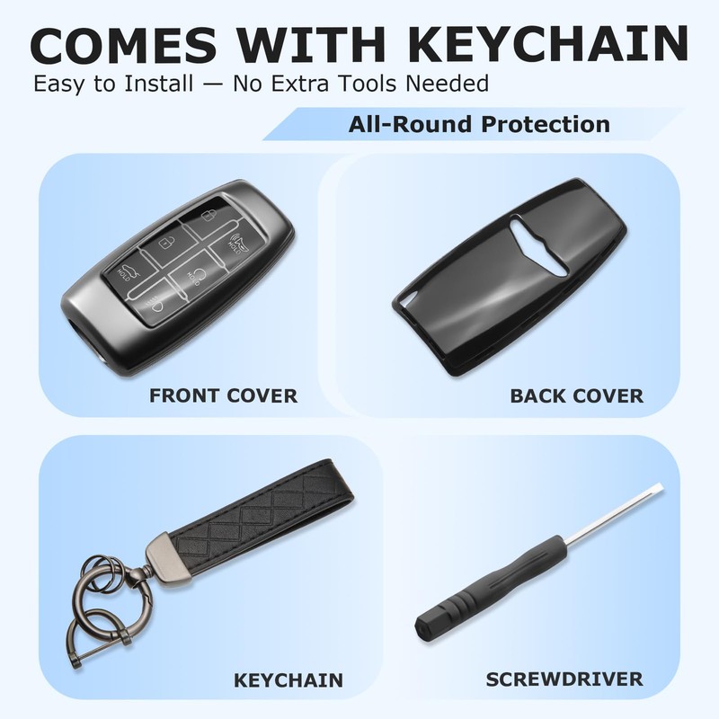 CHENZLIN for Genesis Key Fob Cover 6-Button TPU Case Keychain