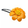 AeraVida Stylish and Chic Yellow Orange Flower Genuine Leather Barrette