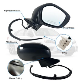 Lqito Right Passenger side Mirror Fits 2022-2025 HONDA CIVIC Sedan/Hatchback With Power Glass, Manual Folding, Match to Crystal Black Pearl Replace HO1321350 76208T20A01 (3 Pins)