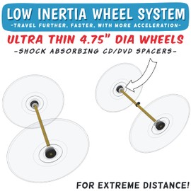 Doc Fizzix Ultra-thin, Low Inertia Wheels and Brass Axle Setup: for Mousetrap/Rubber Band Powered car and all STEM Vehicle Projects